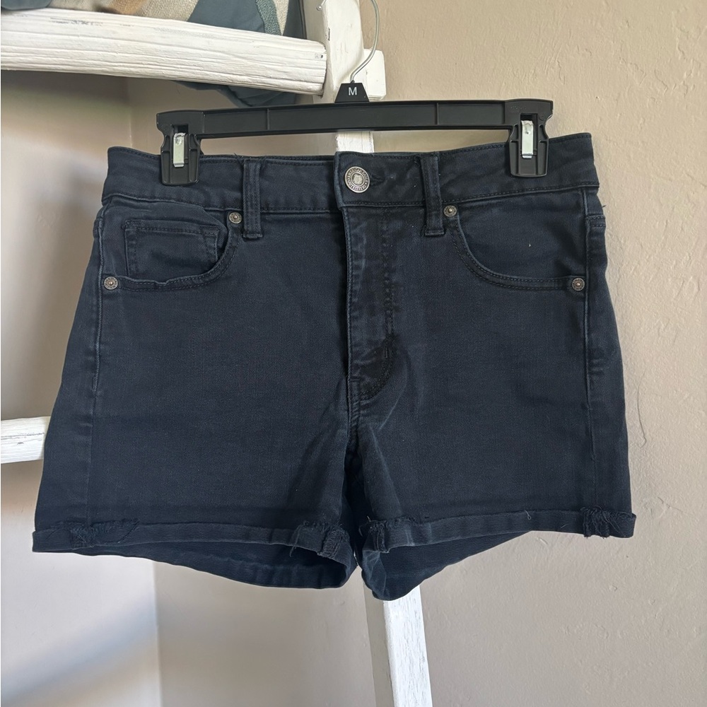 American Eagle Outfitters Black Jean Shorts Mid-Thigh Length